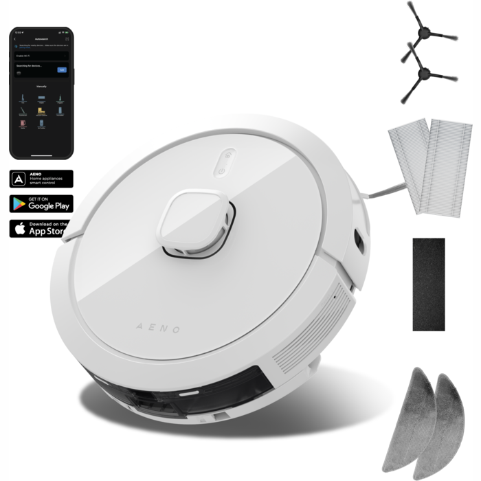 Roboti putekļu sūcēji Aeno RC8S White